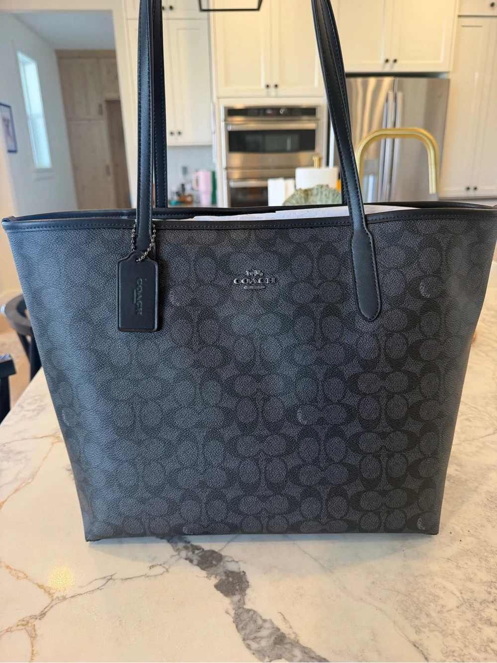 Coach Black Signature City Tote